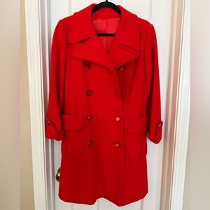 Women's Vintage Red Double-Breasted Coat